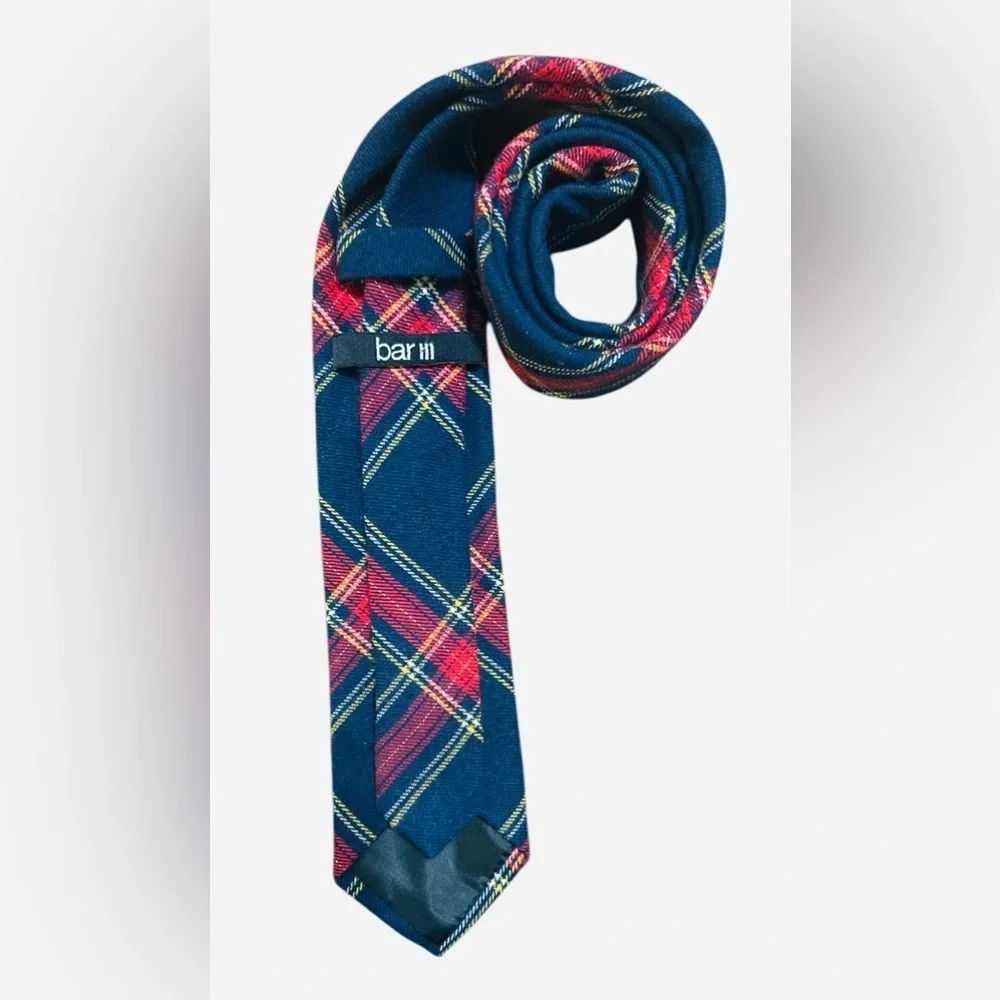 Bar III Navy and Crimson Plaid Tie